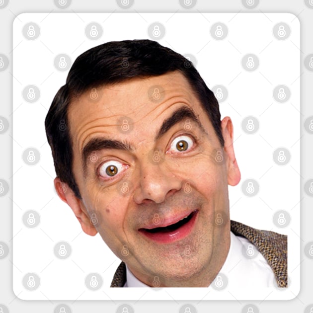 Mr Bean. Funny Mr. Bean with big eyes, grimace and smile. Magnet by Stefan Balaz Design